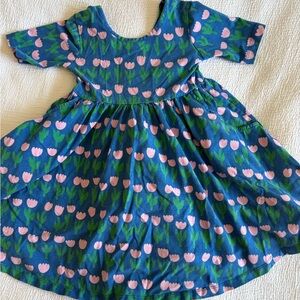 Hanna Andersson - Floral Blue and Pink Kids Dress with Pockets